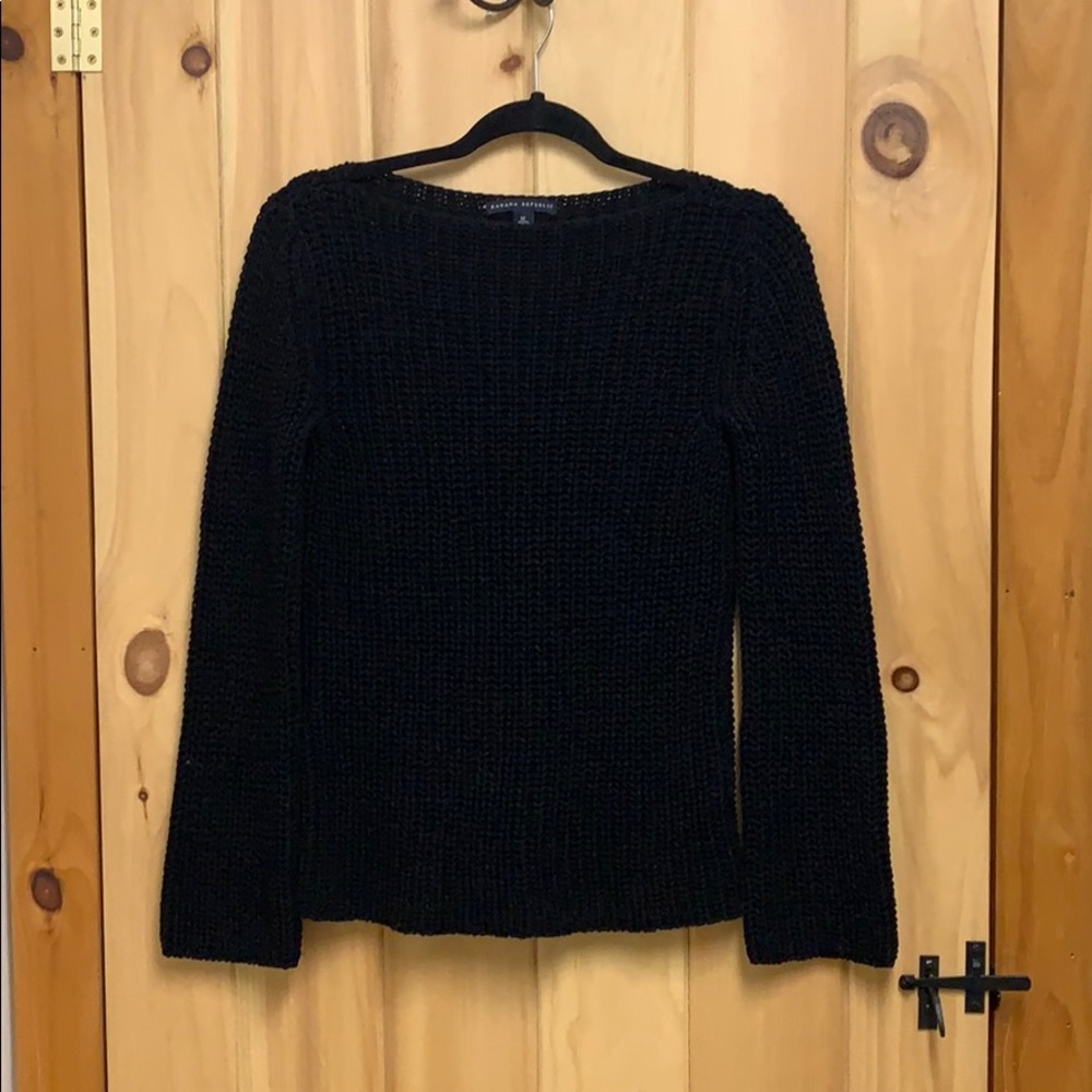 Banana Republic Scoop Neck Crochet Knit Sweater